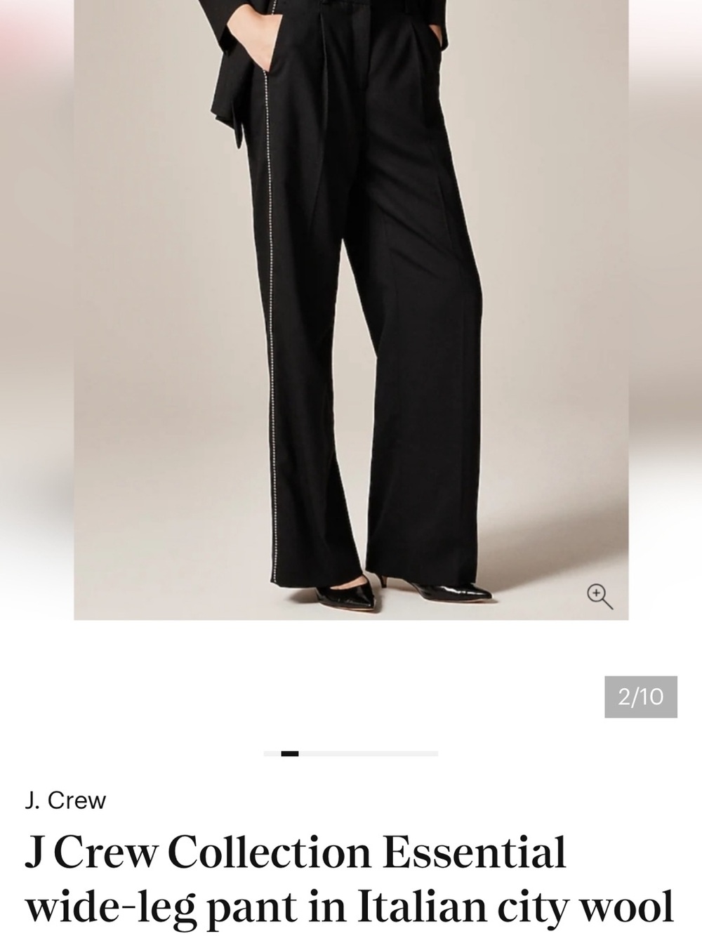 J. Crew Black Wide-Leg Pants with Side Trim